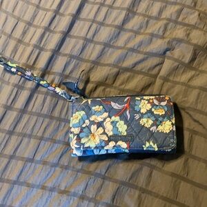 Vera Bradley Blue and Yellow Clutch Wristlet